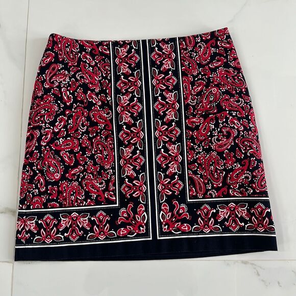 Talbots Skirt Navy/Red/White Paisley Print. Size 10 - Picture 1 of 10